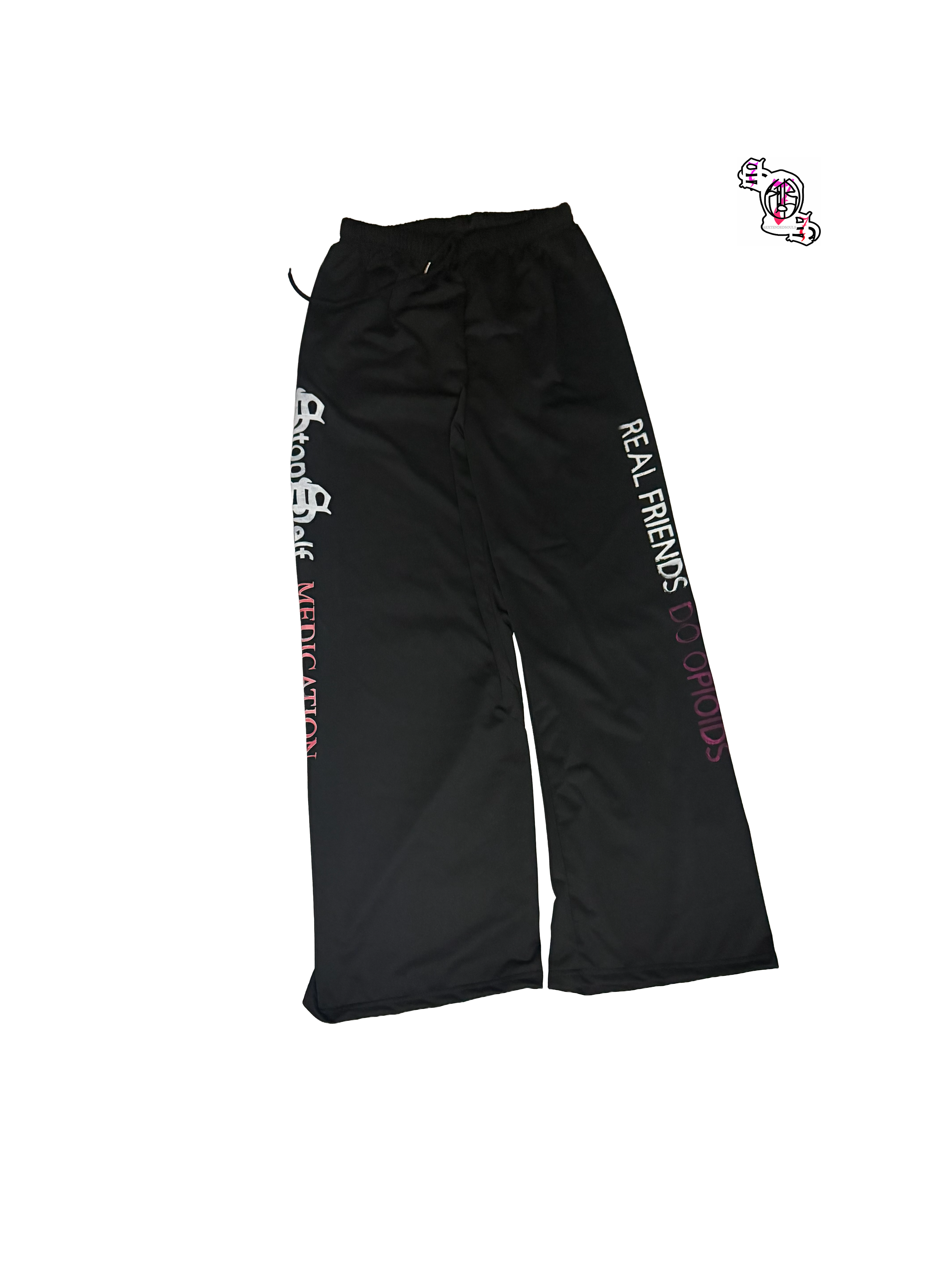 "SOS Stop Self Medication" Black SHEIN LUNE Women's Casual Plush Hoodie With Drawstring Waist And Cuffed Pants