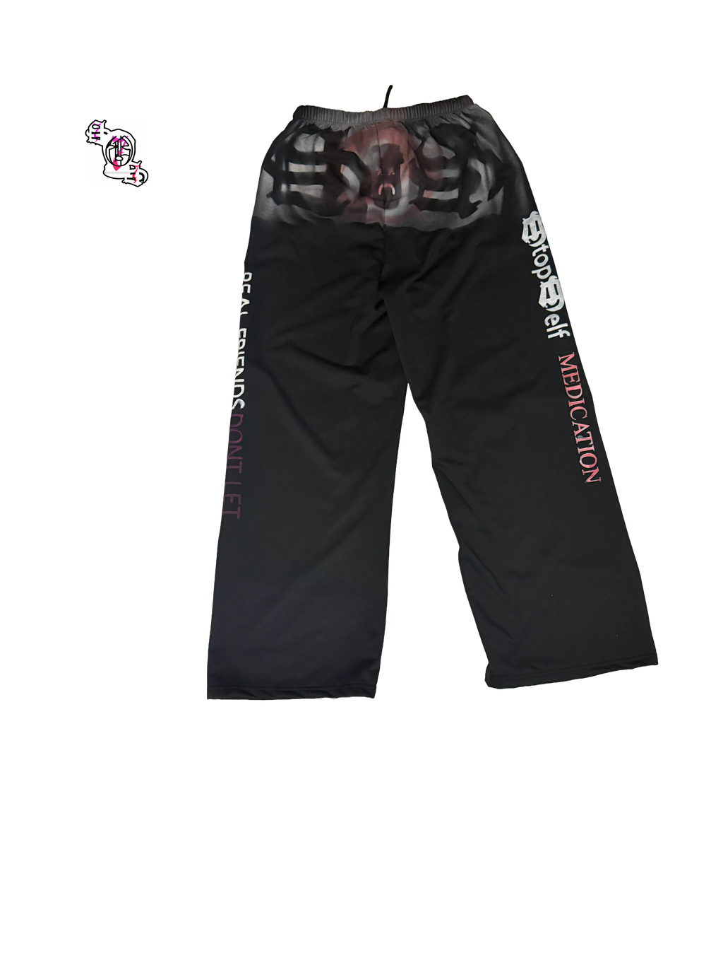 "SOS Stop Self Medication" Black SHEIN LUNE Women's Casual Plush Hoodie With Drawstring Waist And Cuffed Pants