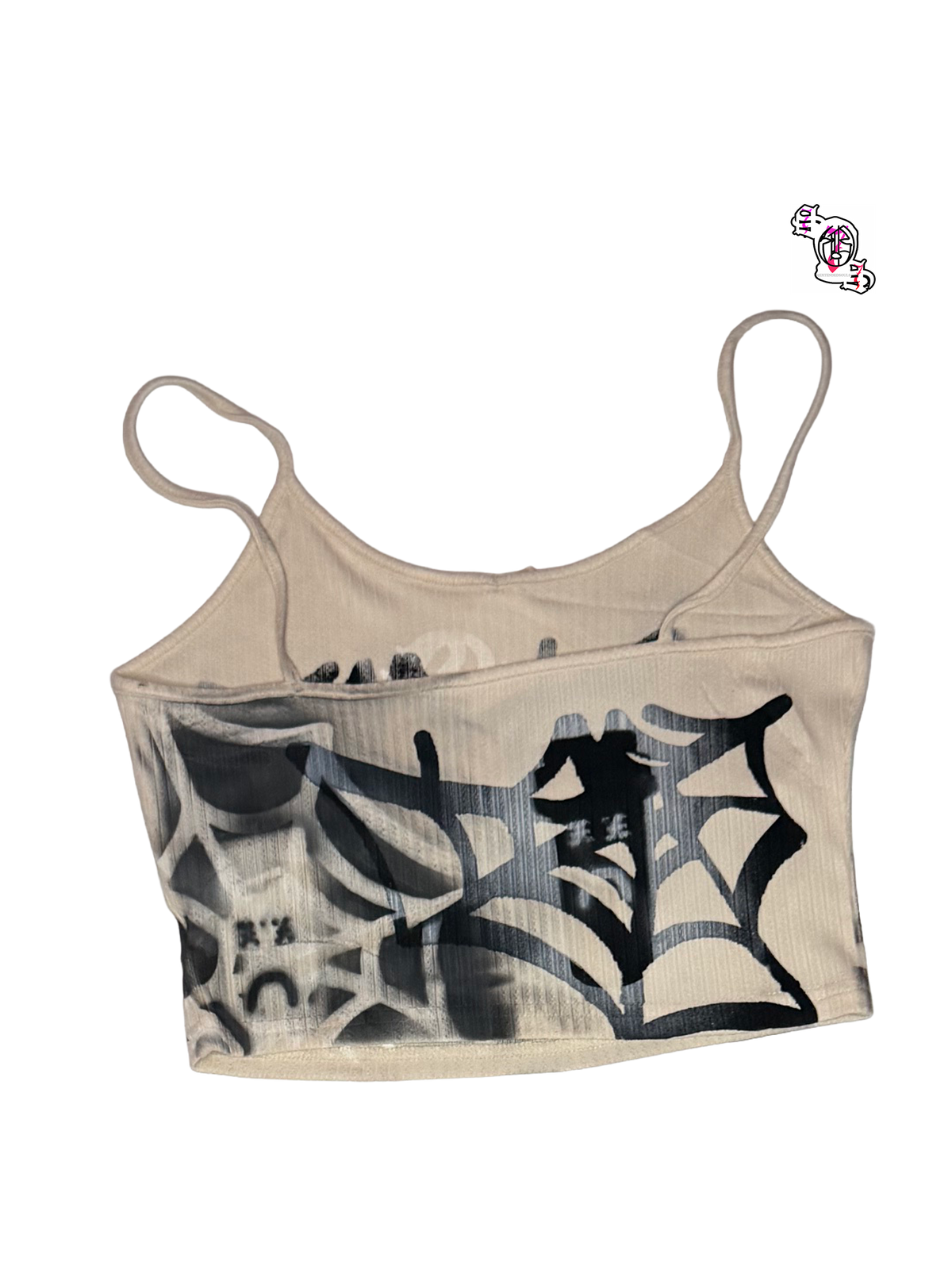 "Trapped SOS" Beige SHEIN Bow Pajama Camisole Tank Top