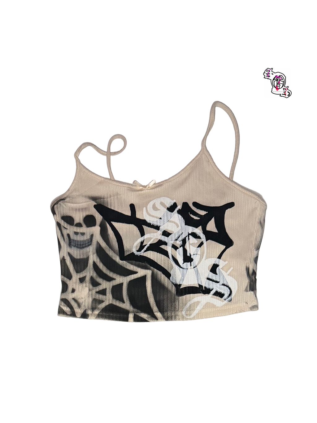 "Trapped SOS" Beige SHEIN Bow Pajama Camisole Tank Top