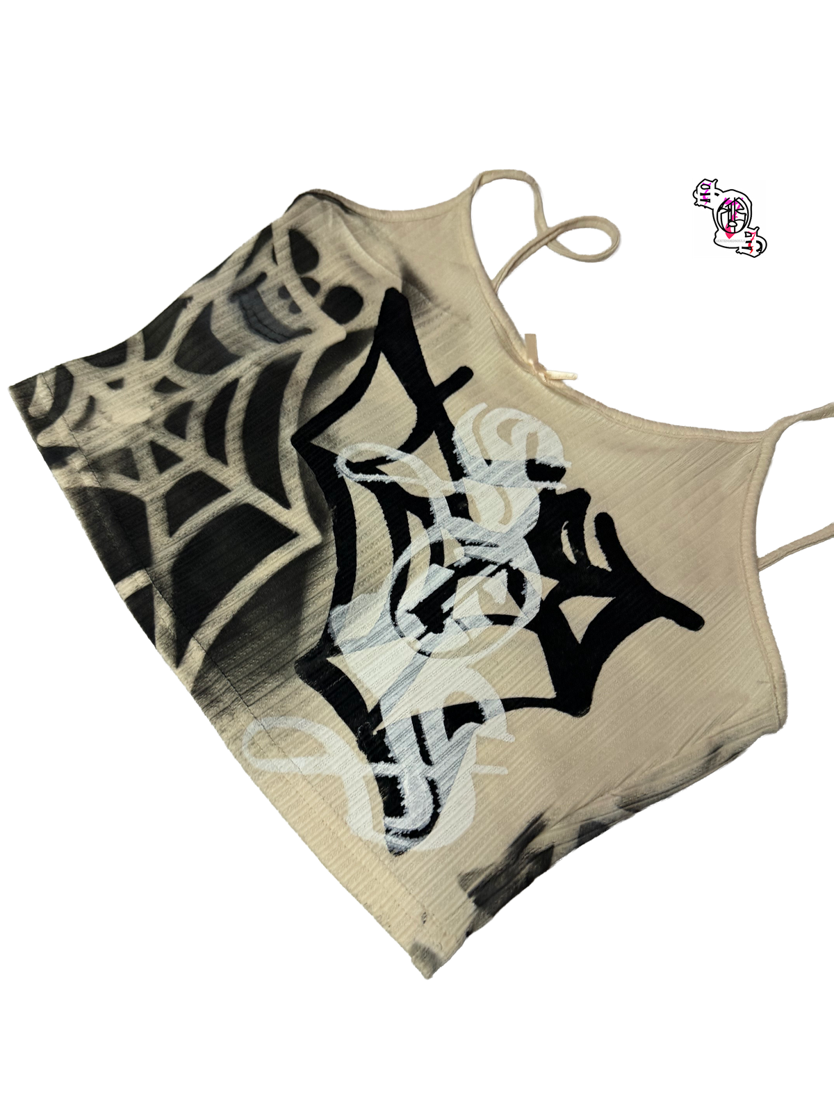 "Trapped SOS" Beige SHEIN Bow Pajama Camisole Tank Top