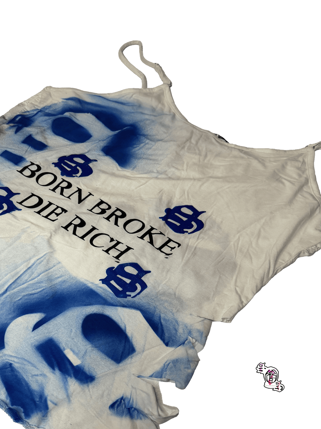 "Born Broke Die Rich" White Kate Kasin Lace Camisole Tank Top