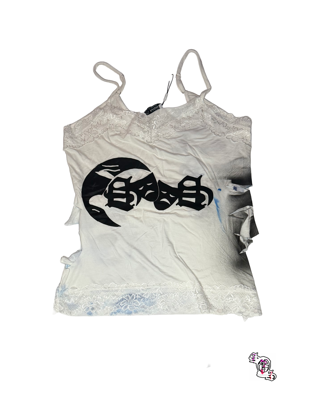 "Born Broke Die Rich" White Kate Kasin Lace Camisole Tank Top
