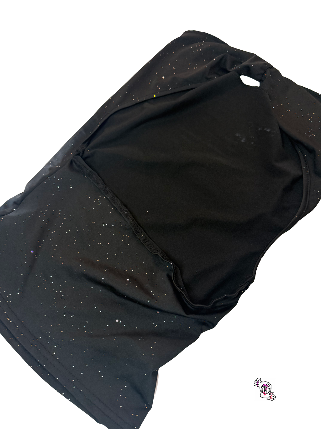 "SOS Moon" Black Sweetra Sleeveless Crop Top , Glitter Sequin Decor
