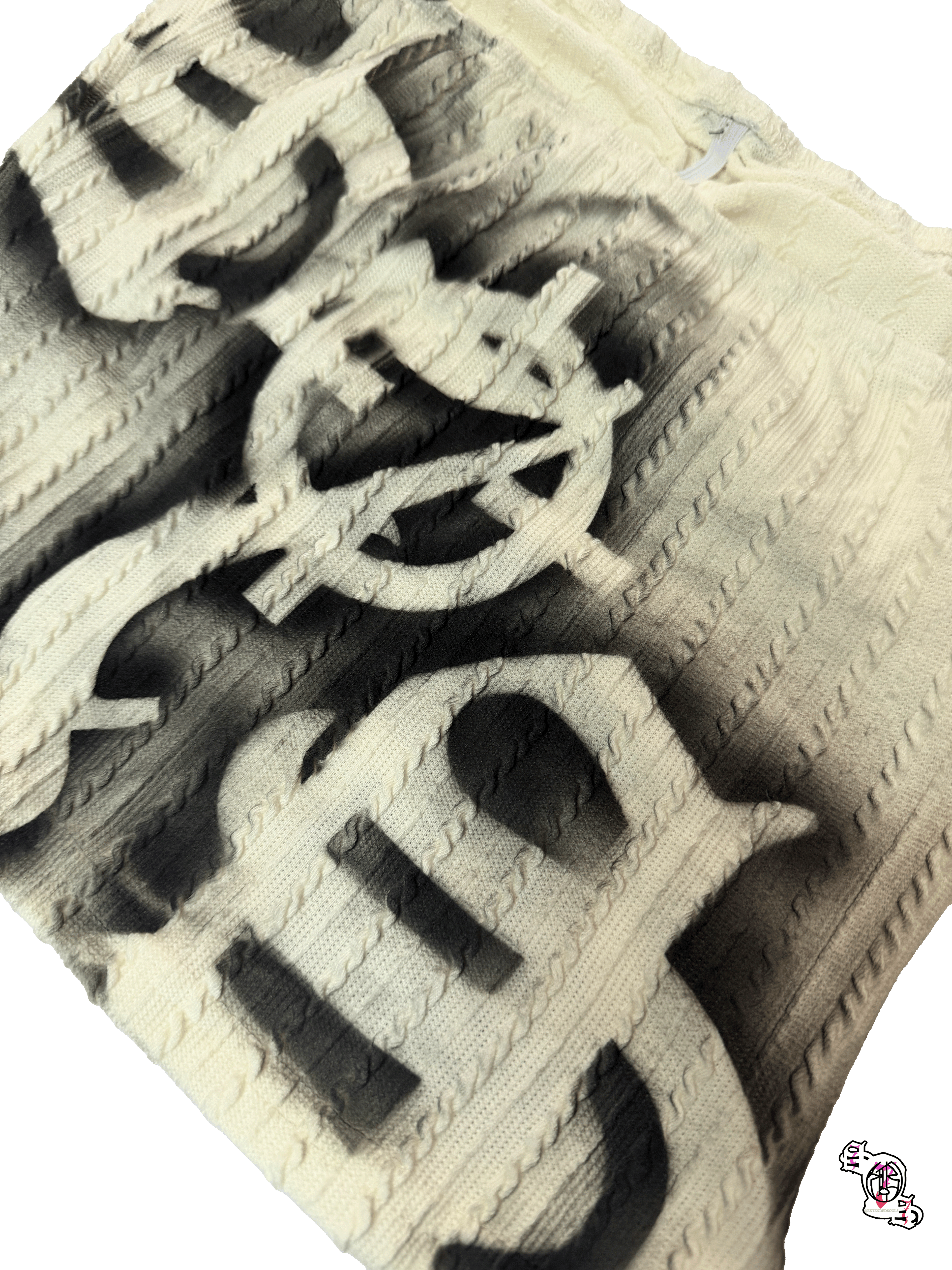 "SOS Ski" Cream White SHEIN MOD Bow Front Tube Cable Knit Top
