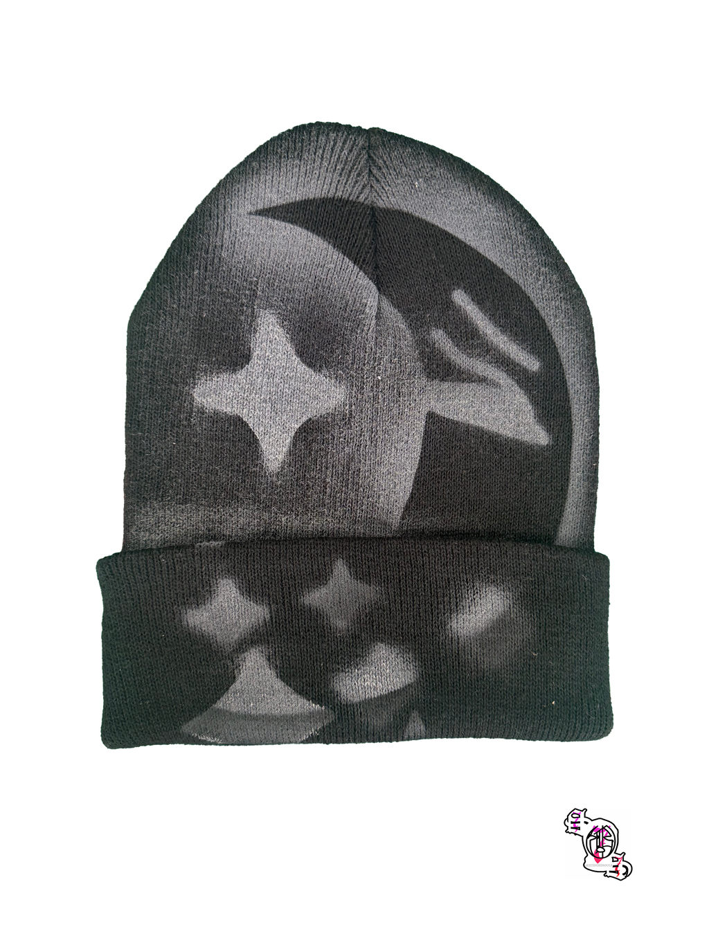"SOS Sun and Moon" Black Beanie