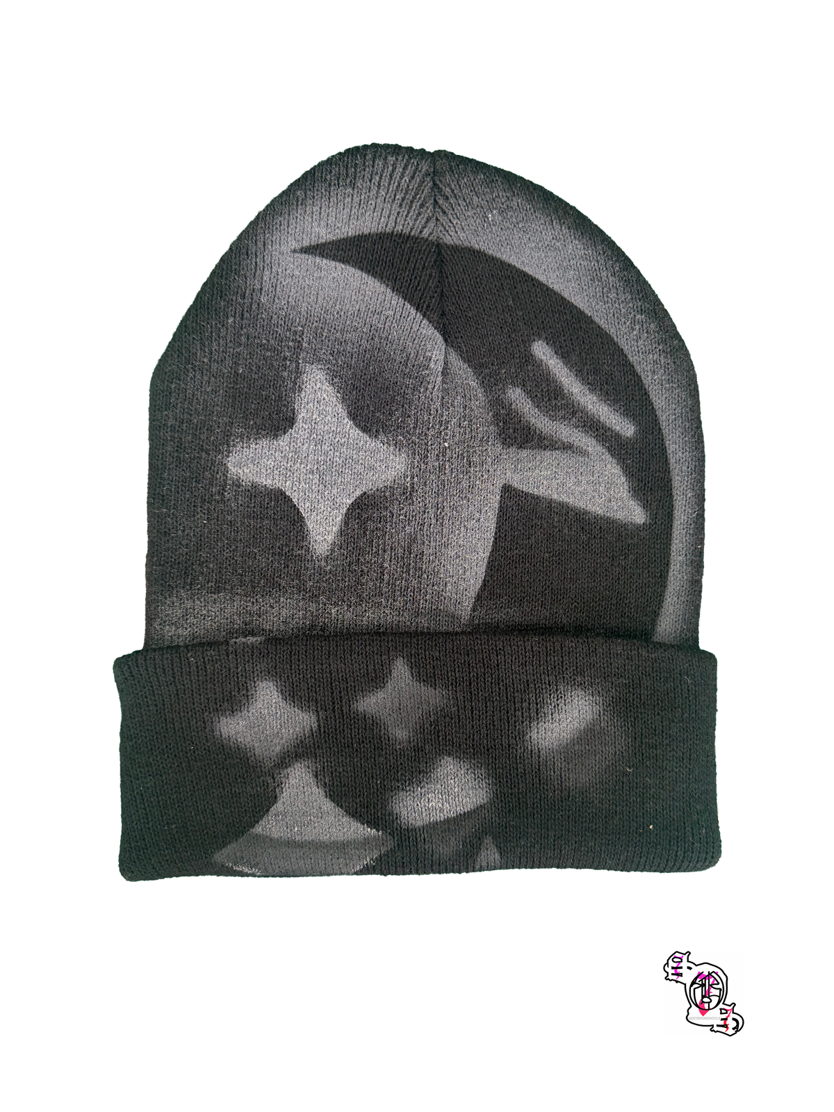 "SOS Sun and Moon" Black Beanie