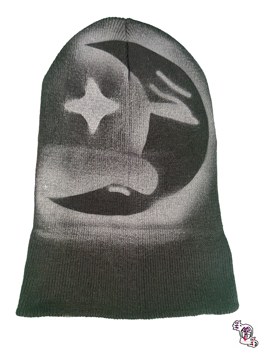 "SOS Sun and Moon" Black Beanie