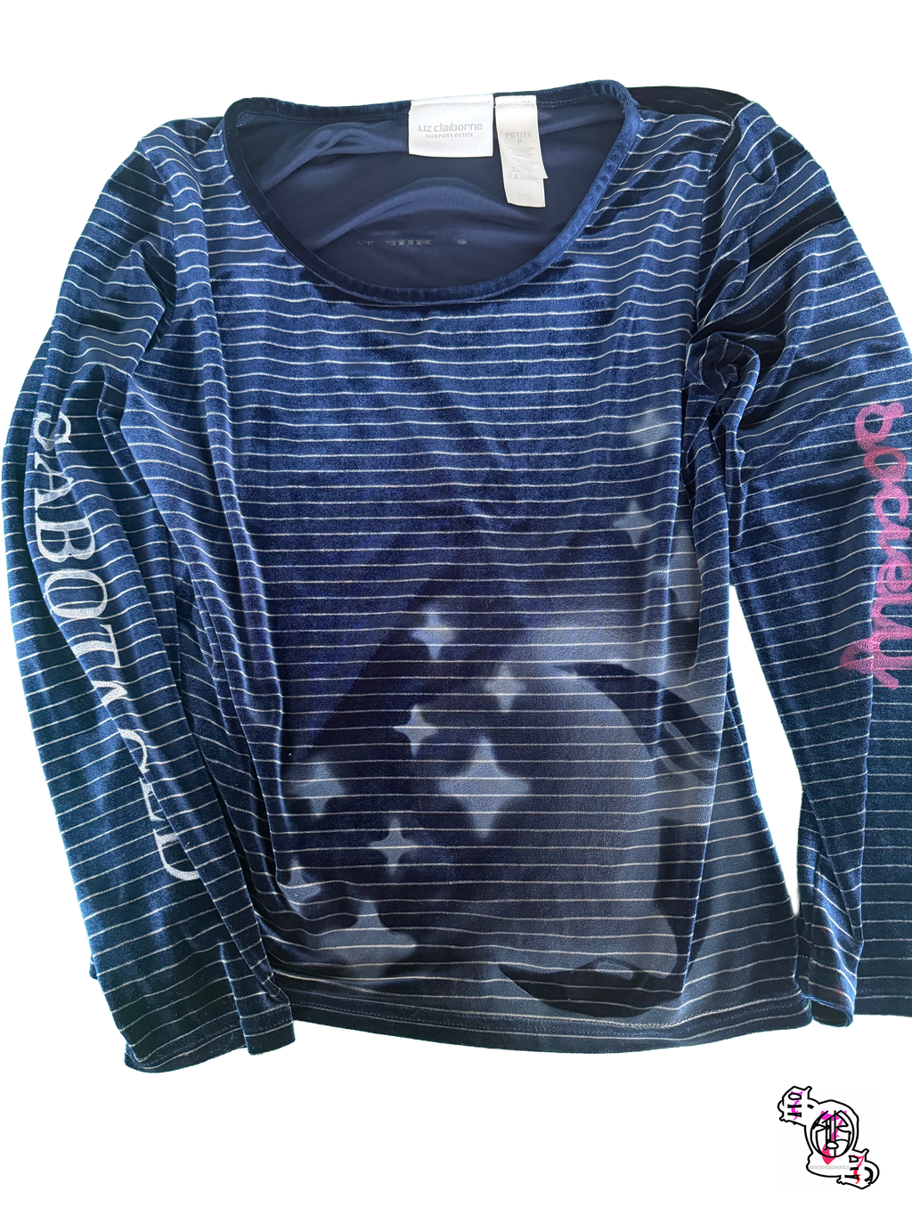 "SOS Sabotaged Society" Liz Claiborne Petite Blue Sleepwear Top