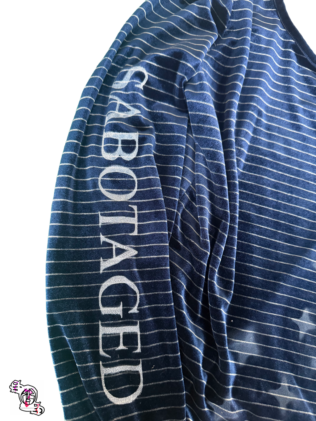 "SOS Sabotaged Society" Liz Claiborne Petite Blue Sleepwear Top