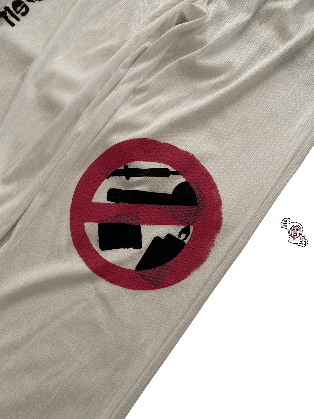 "Stop Self Medication" White SHEIN Bowknot Pants